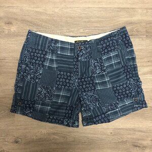 Eddie Bauer Women's Size 10 Shaw Fit Shorts Blue Madras Plaid Patchwork Bermudas